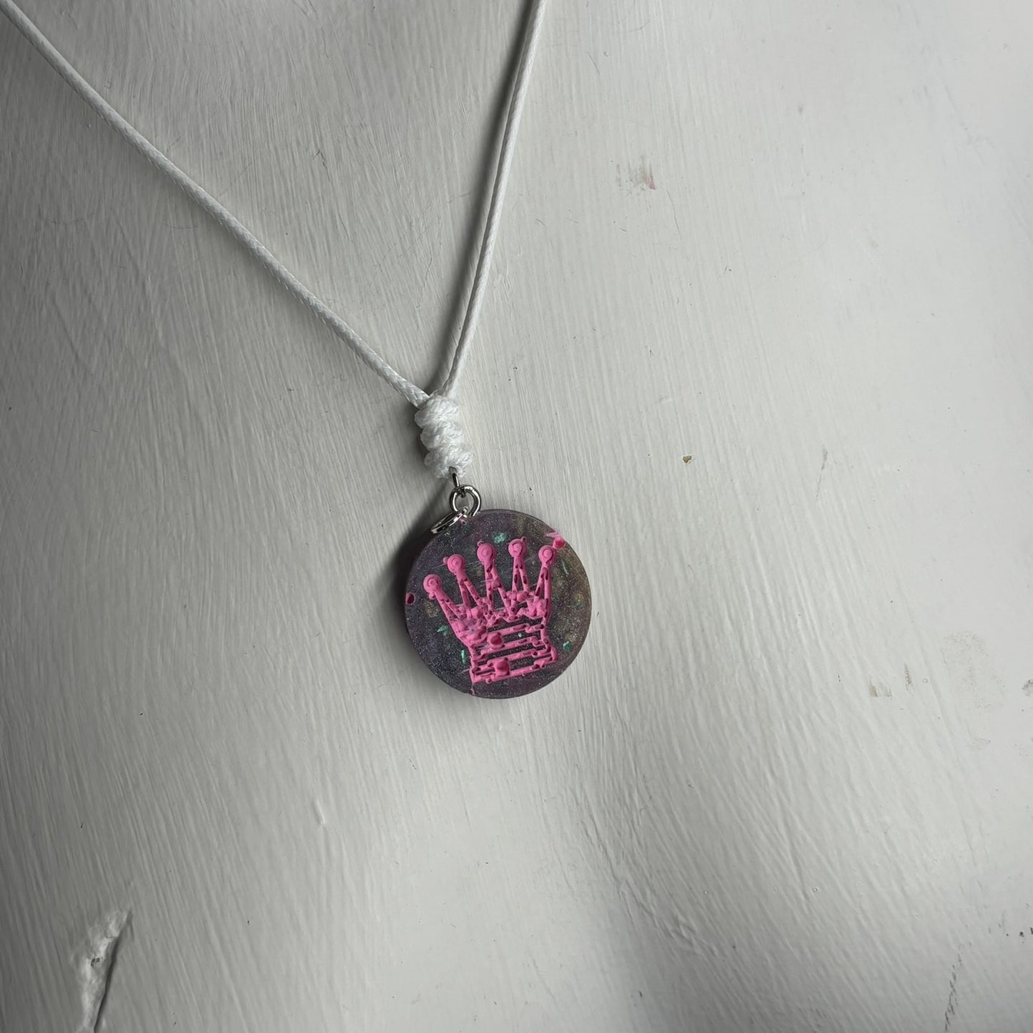 Crystal Purple Queen - Handmade Resin Chess Necklace