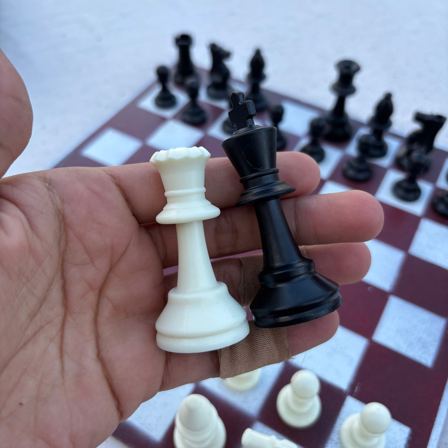 Simple Red - Painted Chess Set