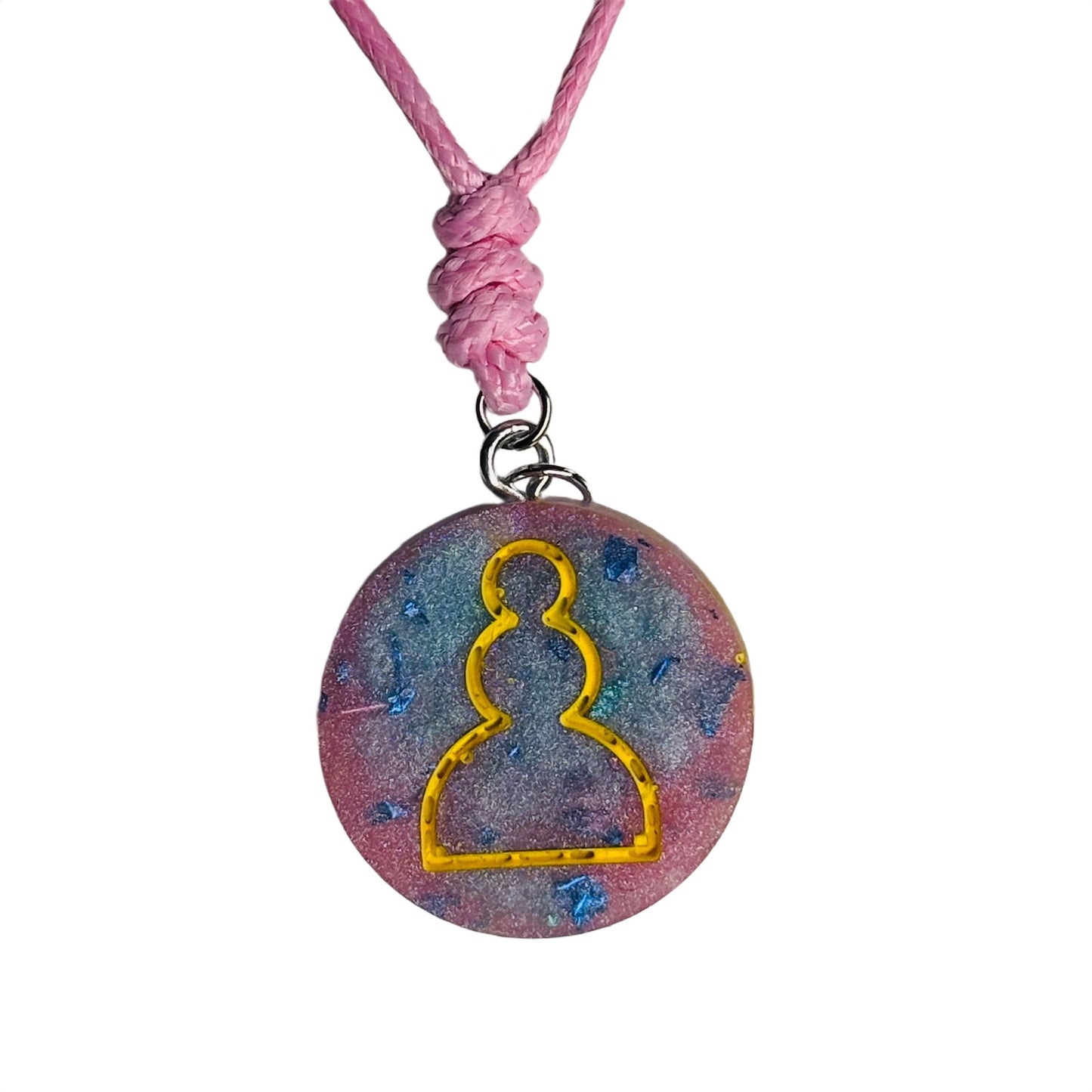 Pink Sploosh Pawn - Handmade Resin Chess Necklace