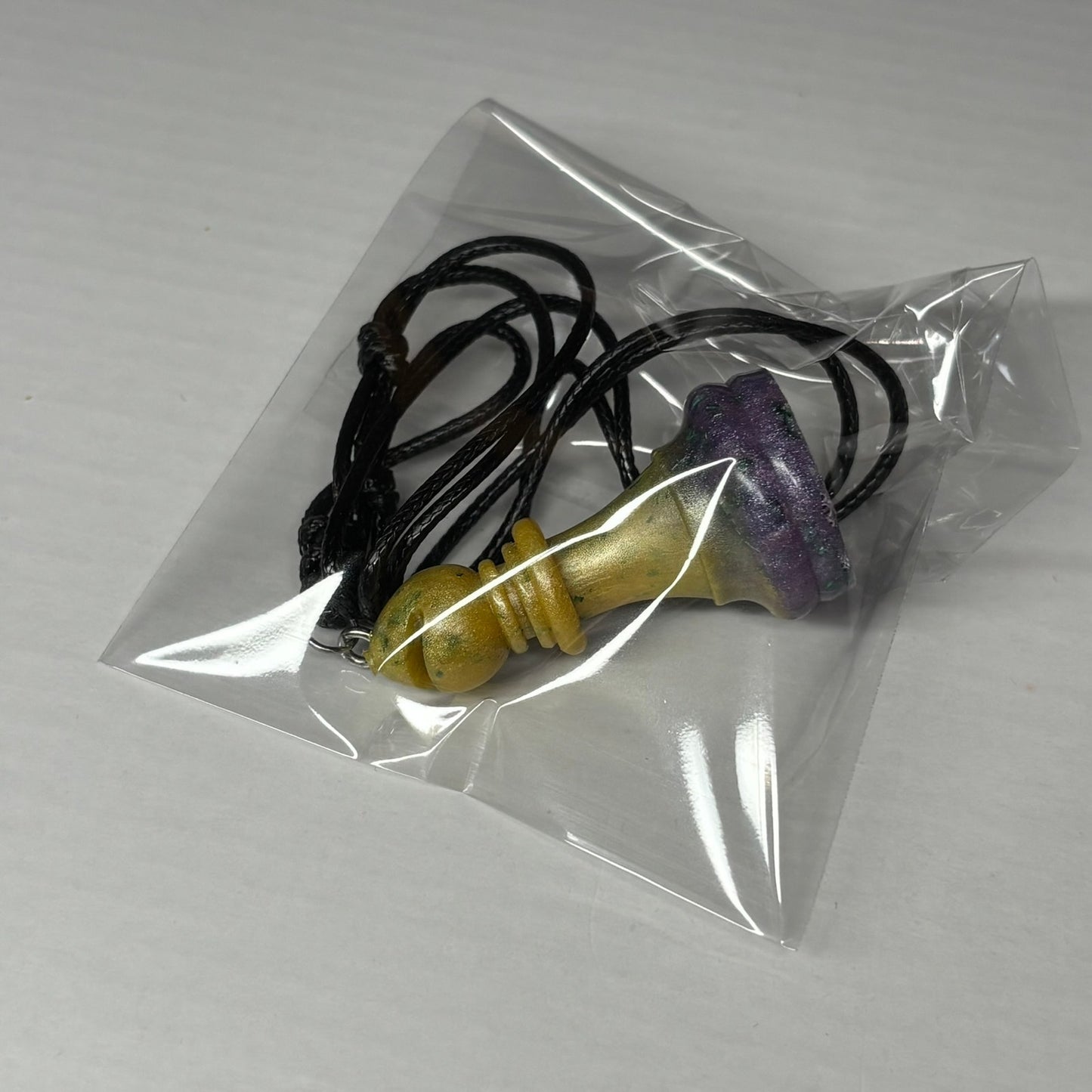Yellow & Purple Royal Bishop - Handmade Resin Chess Necklace