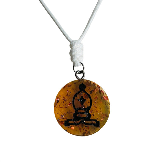 Medieval Yellow Bishop - Handmade Resin Chess Necklace