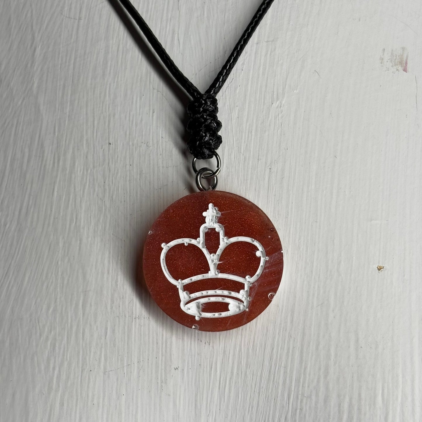 Hot Orange King - Handmade Resin Chess Necklace