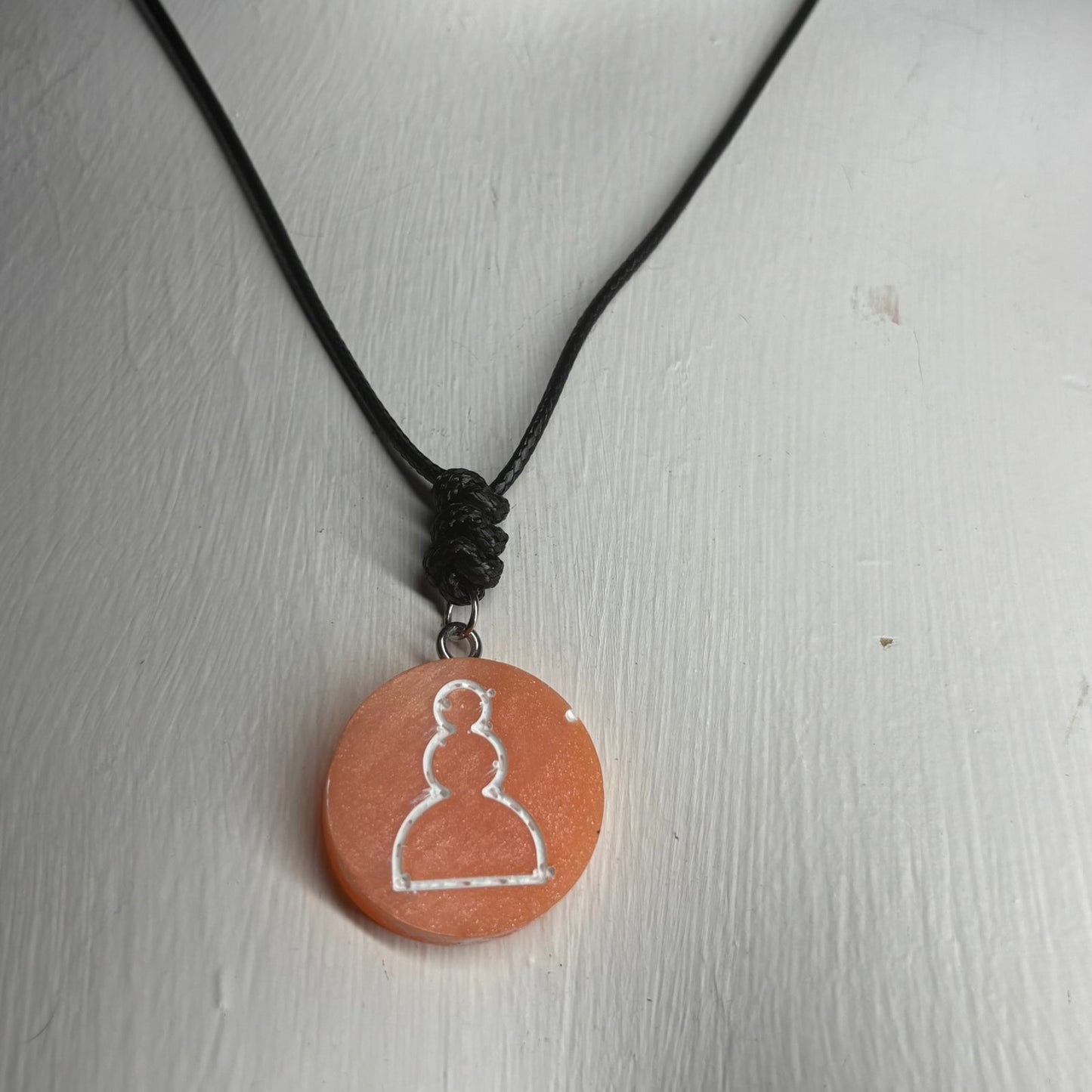 Orange Pawn - Handmade Resin Chess Necklace
