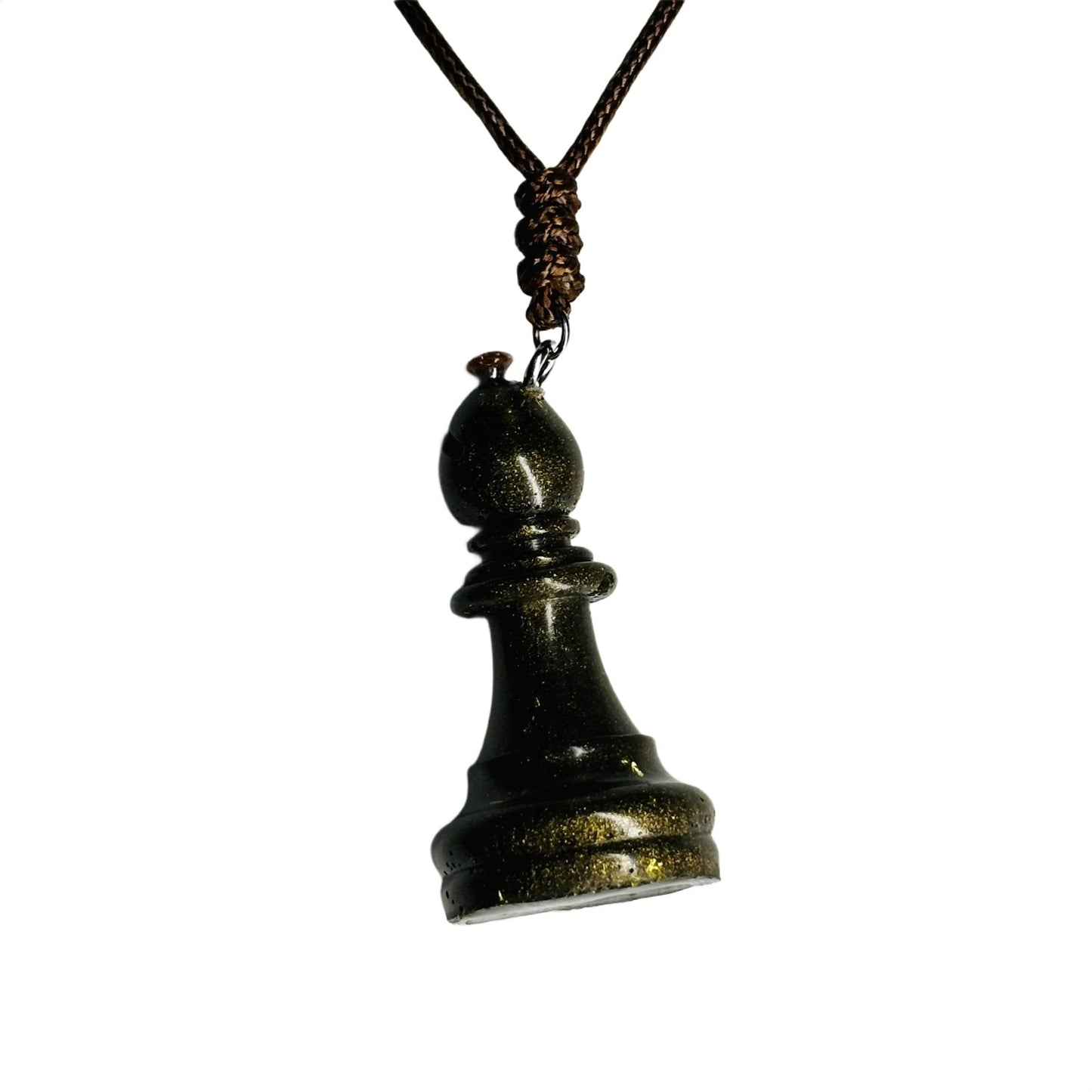 Dark Green Bishop - Handmade Resin Chess Necklace