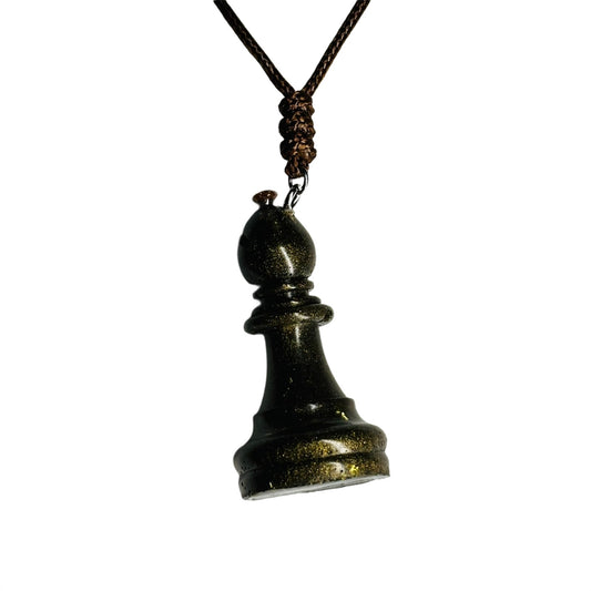 Dark Green Bishop - Handmade Resin Chess Necklace