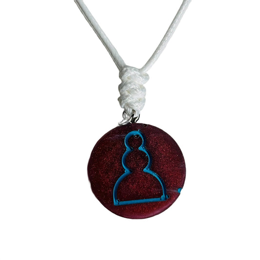 Bronze Blue Pawn - Handmade Resin Chess Necklace