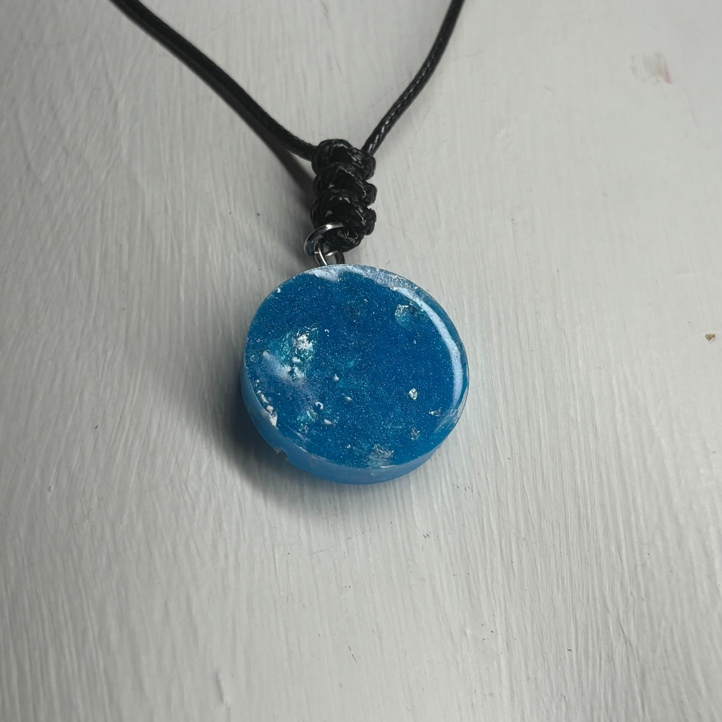 Crystal Blue Bishop - Handmade Resin Chess Necklace