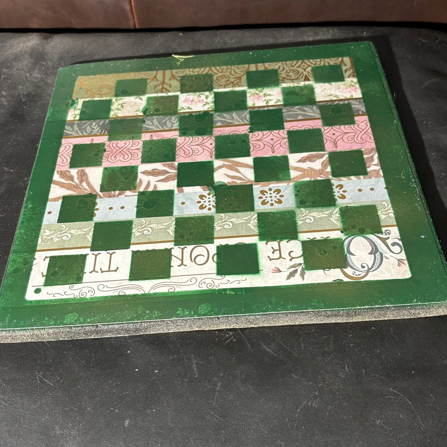 Green Collage - Scrapbook Chess Board