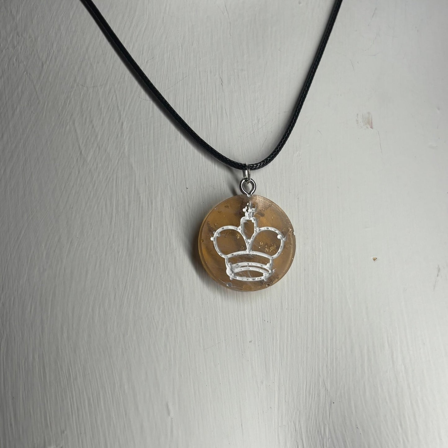 Amber King - Handmade Resin Chess Necklace