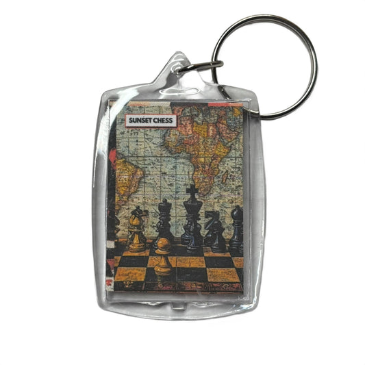 World Map - Chess  Photo Keychain