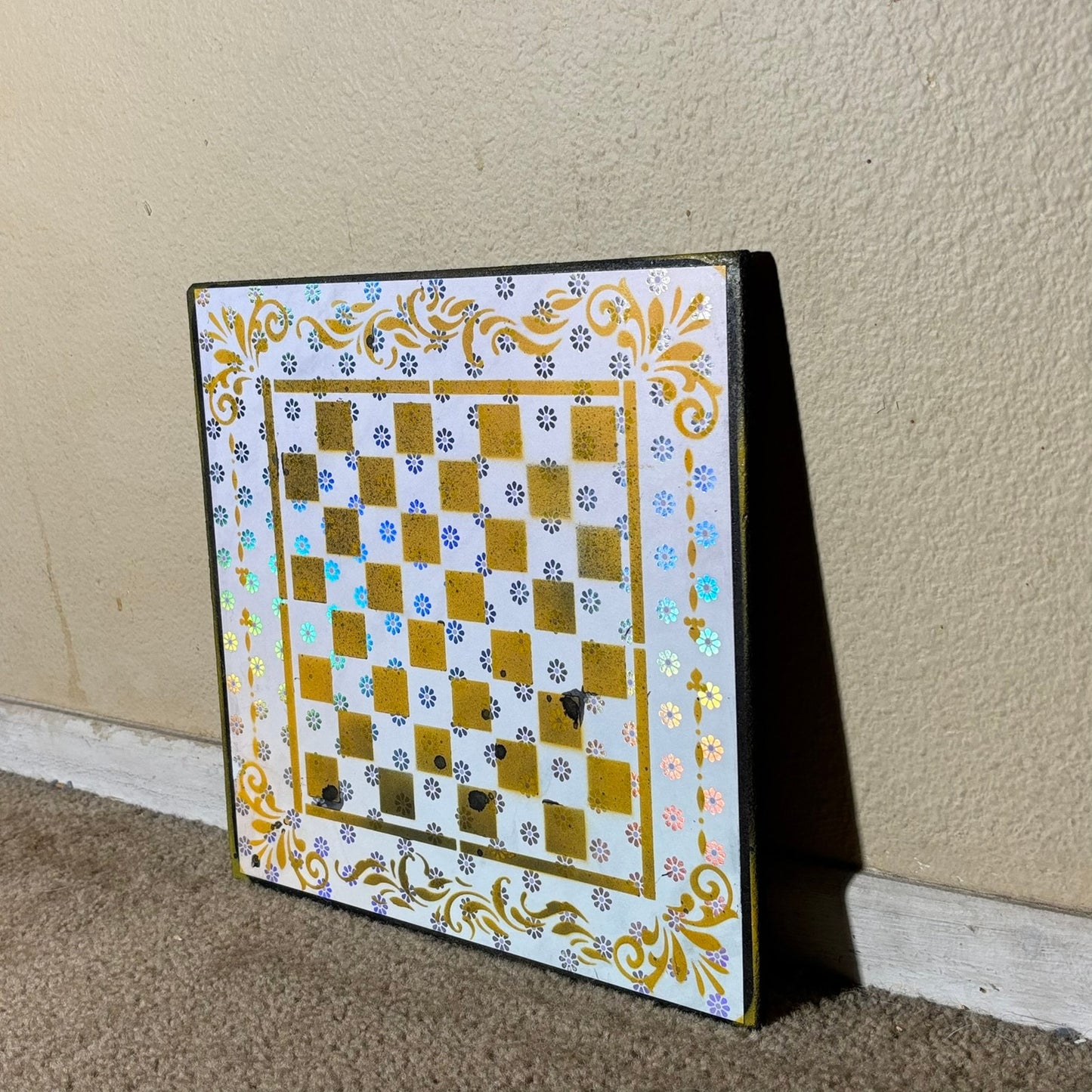 Yellow Chrome Flowers - Scrapbook Chess Board