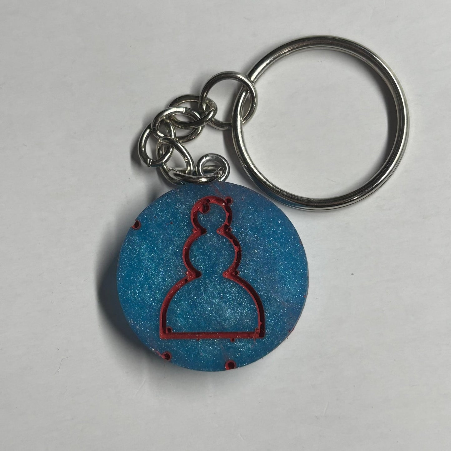 Blue Red Pawn - Handmade Resin Keychain