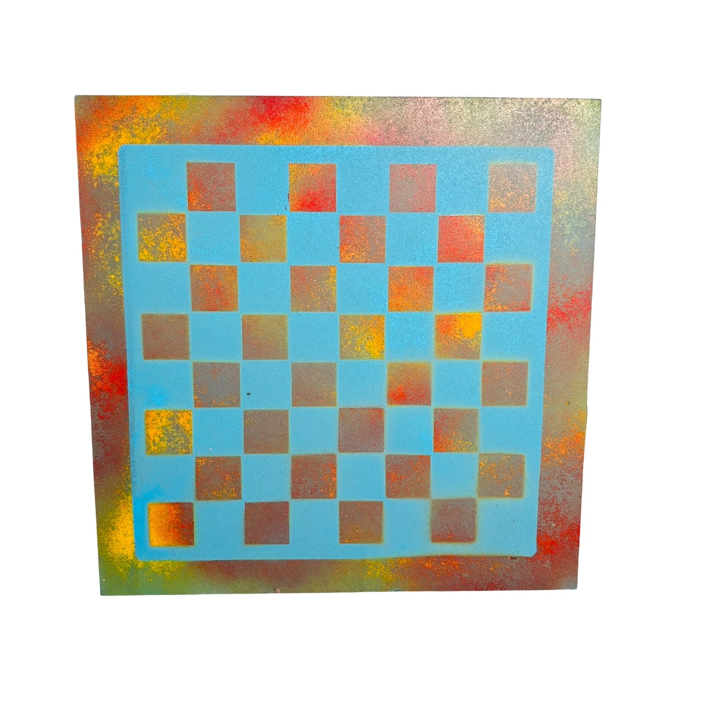 Blue Fire - Painted Chess Board
