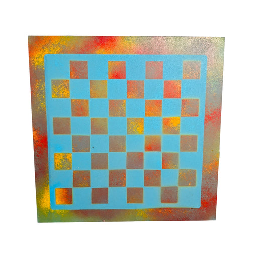Blue Fire - Painted Chess Board