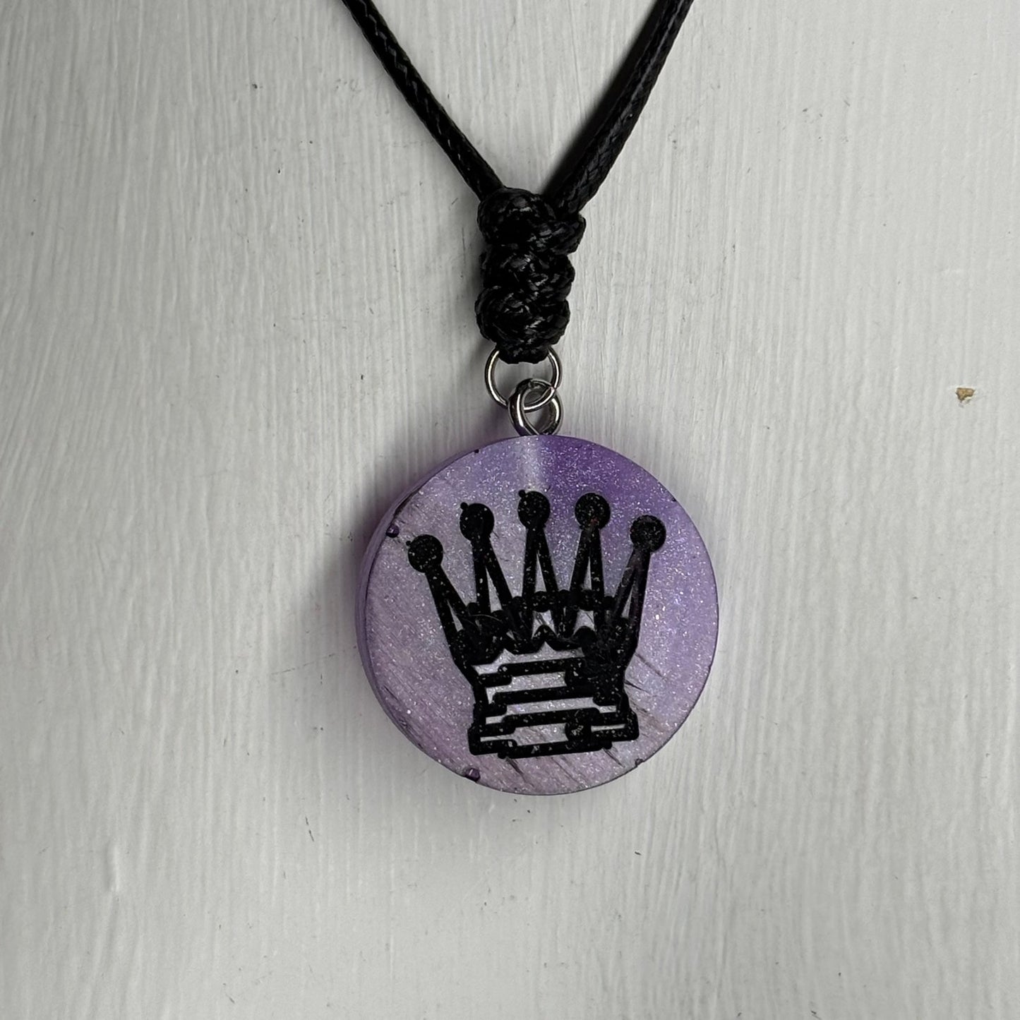 Bright Purple Queen - Handmade Resin Chess Necklace