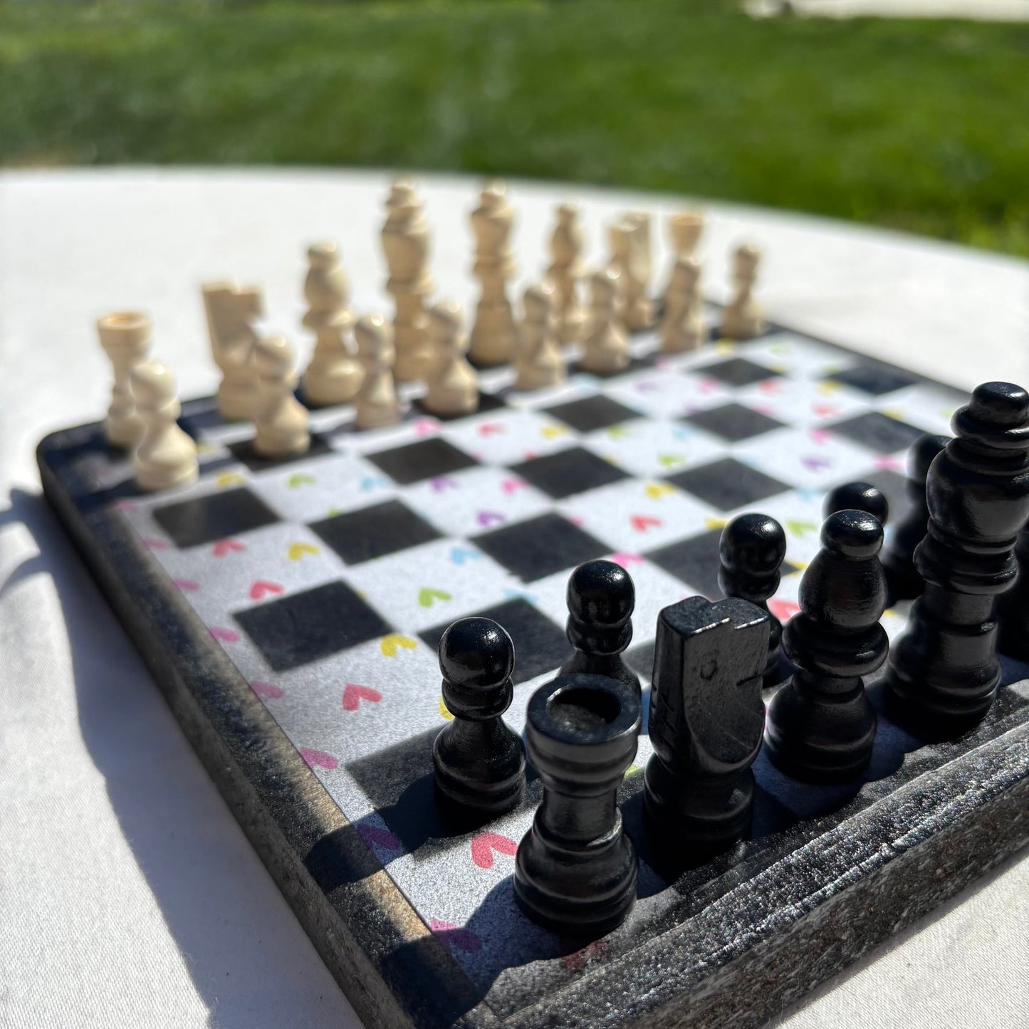 Colorful Hearts - Scrapbook Chess Set