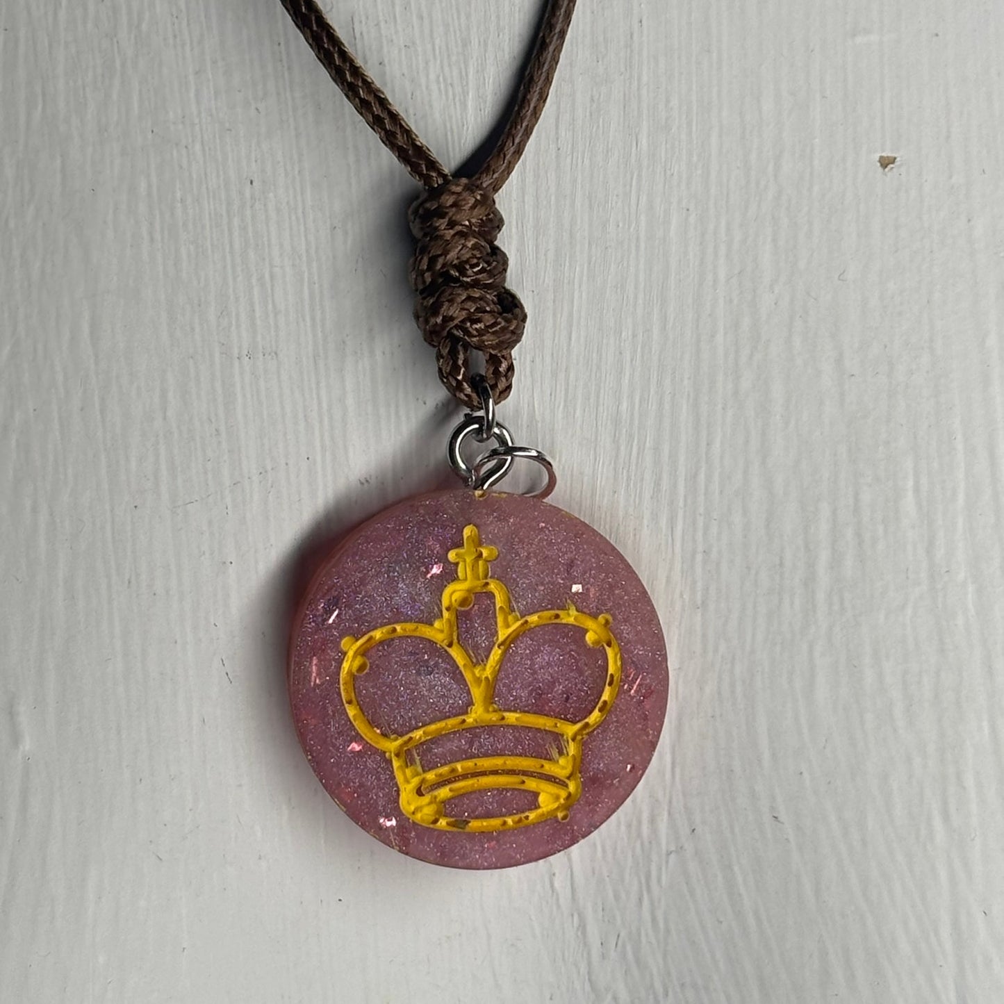 Cream Pink King - Handmade Resin Chess Necklace