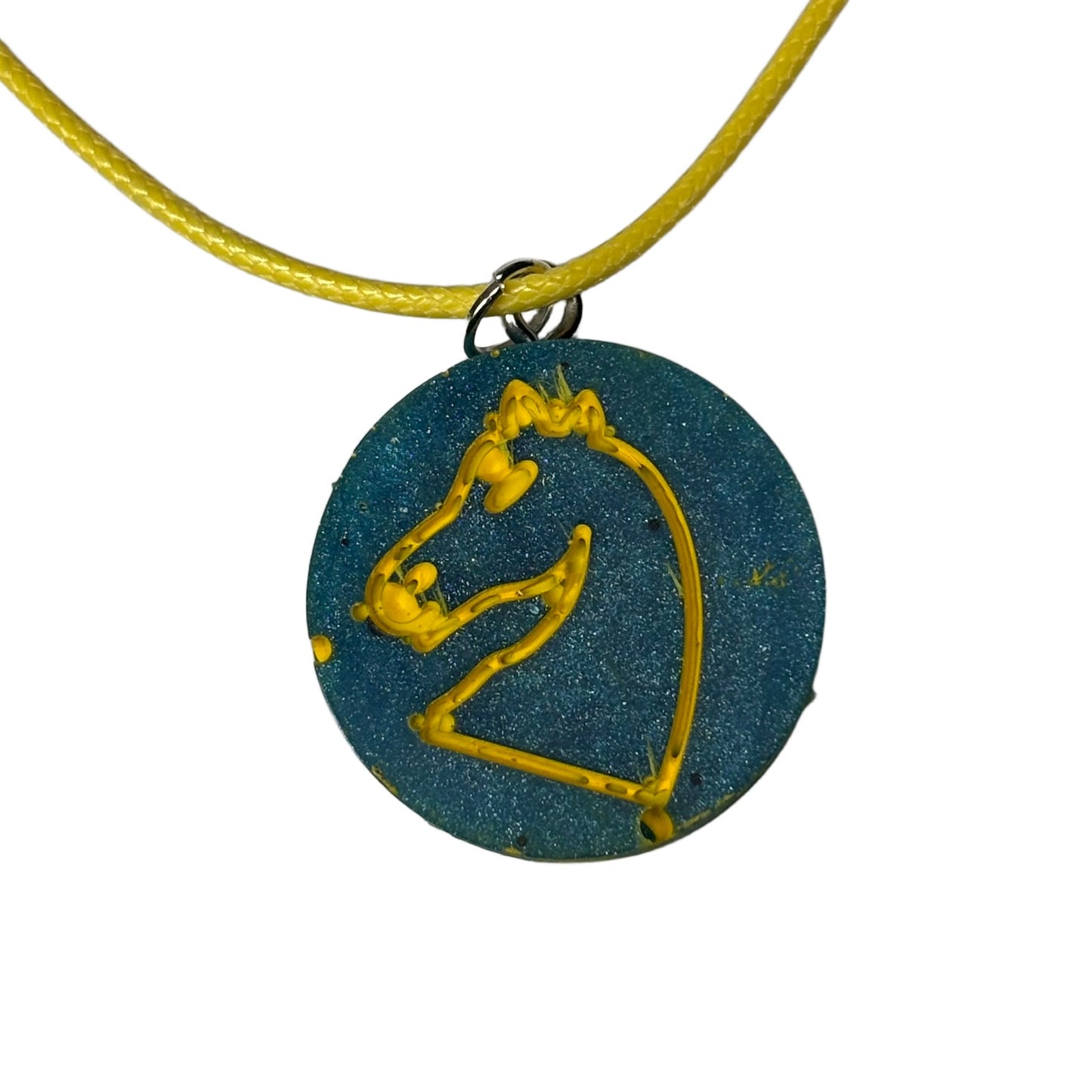 Blue Knight - Handmade Resin Chess Necklace