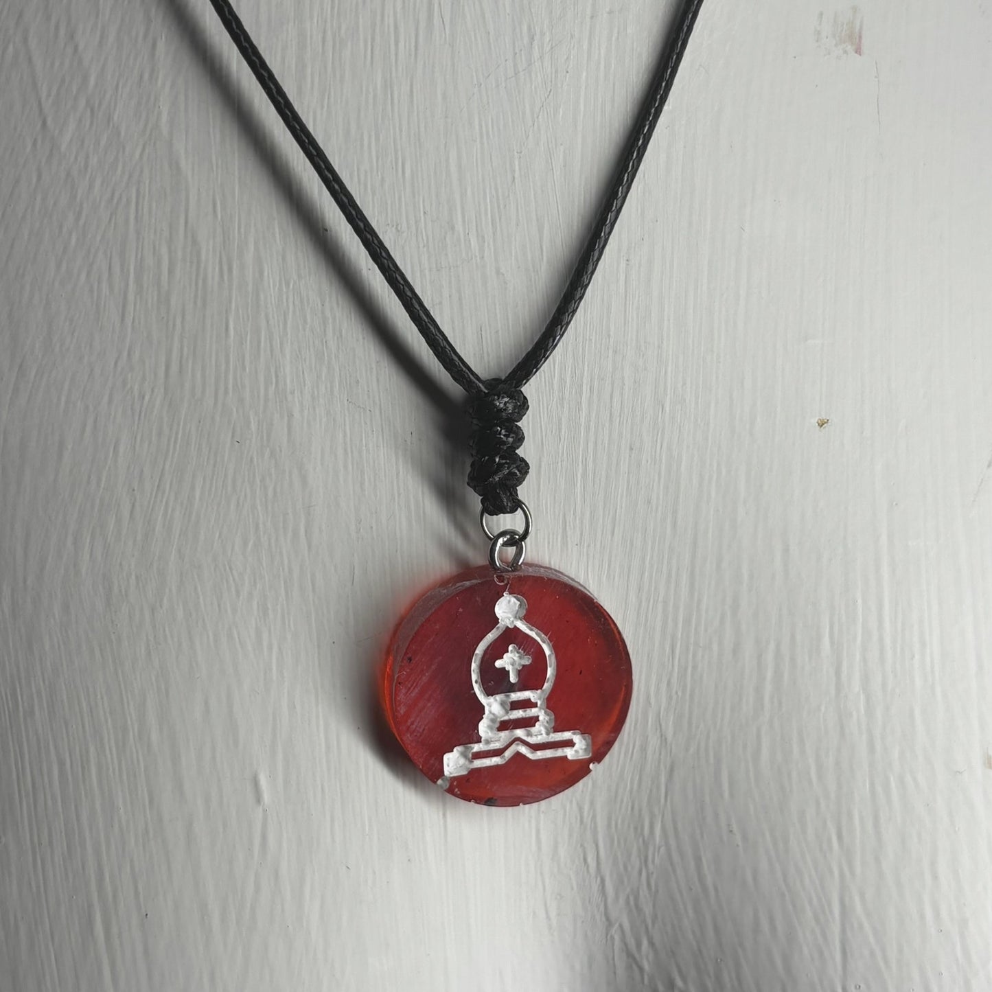Cherry Red Bishop - Handmade Resin Chess Necklace