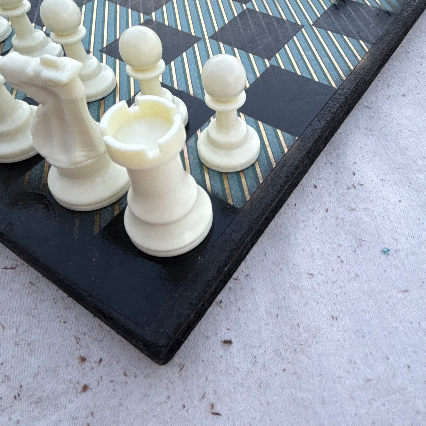 Green Vintage Lines - Scrapbook Chess Set