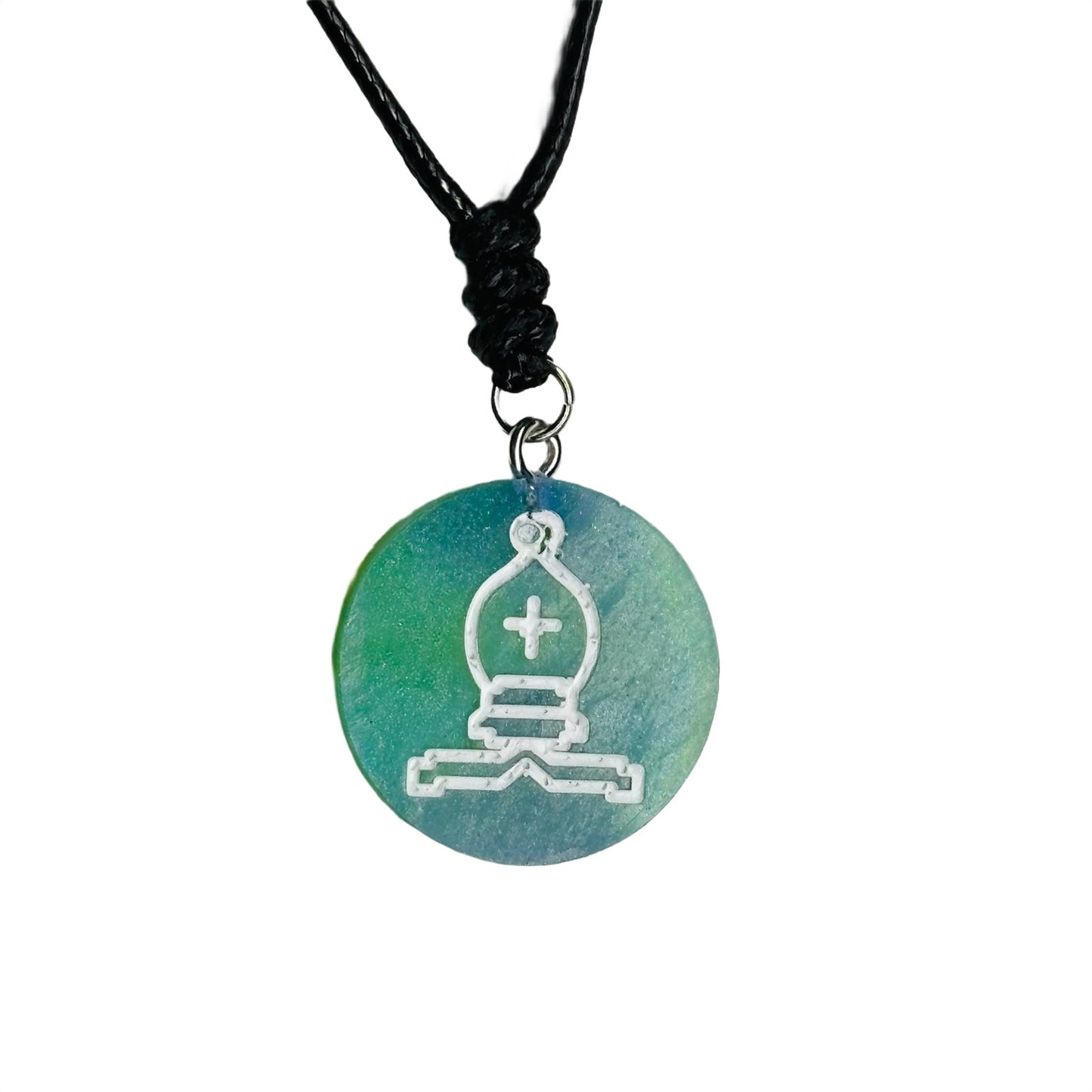 Green Ice Bishop - Handmade Resin Chess Necklace