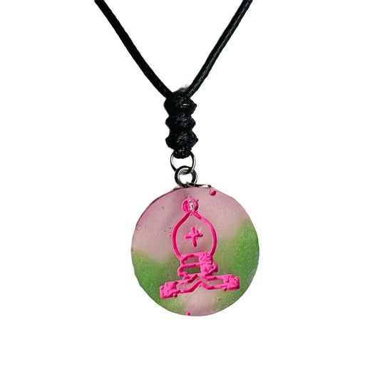 Vibrant Pink Bishop - Handmade Resin Chess Necklace