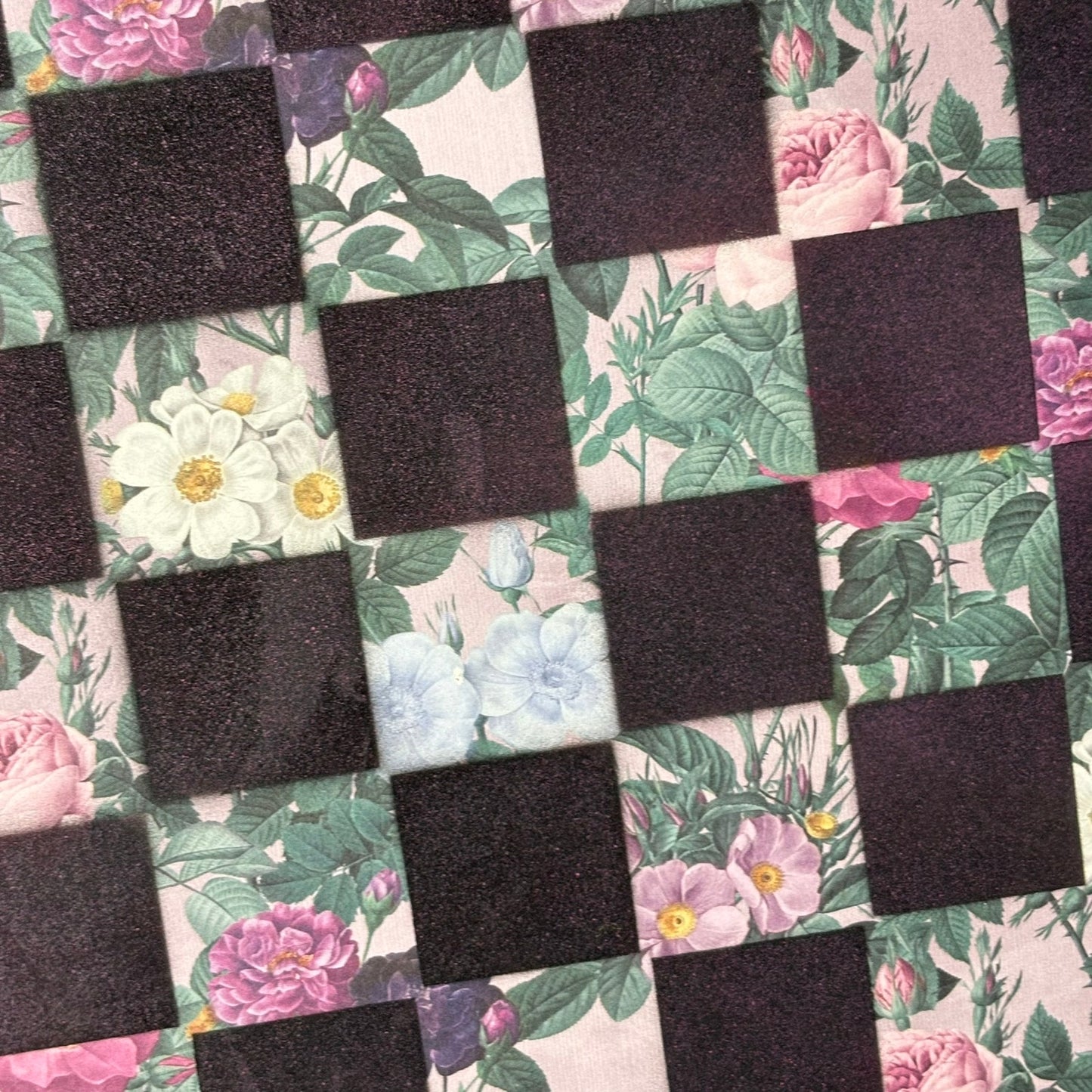 Pink & Green Flowers - Scrapbook Chess Board