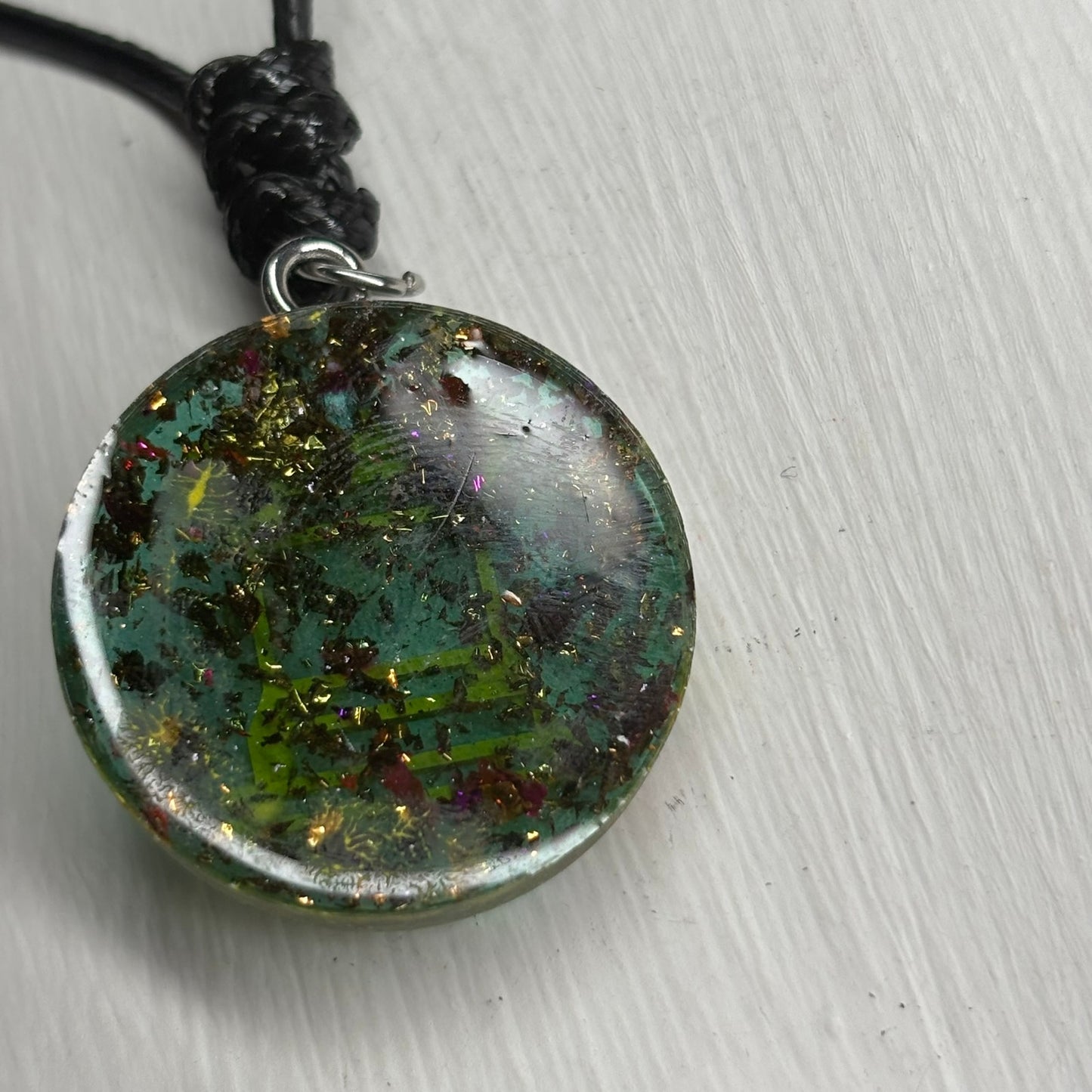 Crystal Green Rook - Handmade Resin Chess Necklace