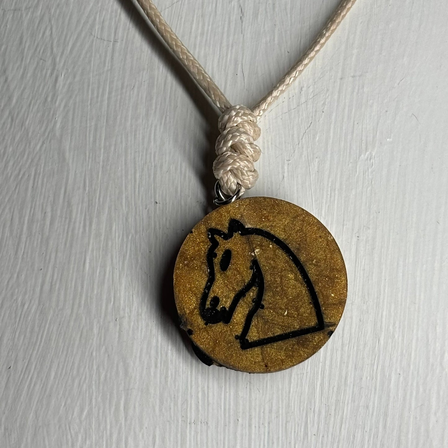 Vintage Brown Knight - Handmade Resin Chess Necklace