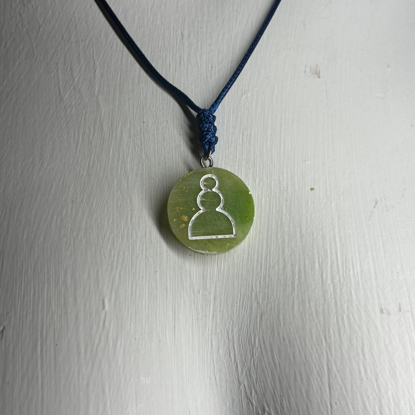 Lime Green Pawn - Handmade Resin Chess Necklace