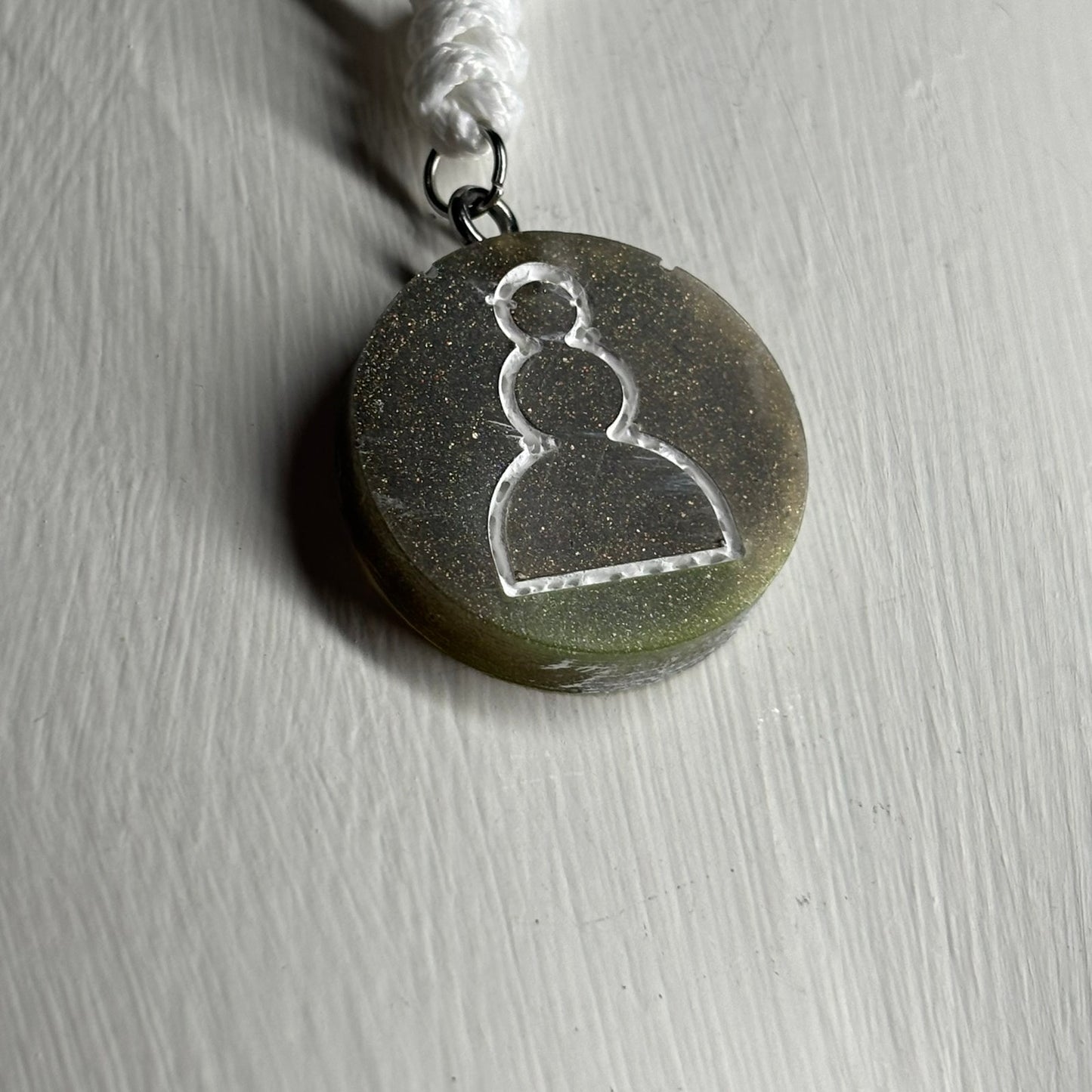 Dirty Green Pawn - Handmade Resin Chess Necklace
