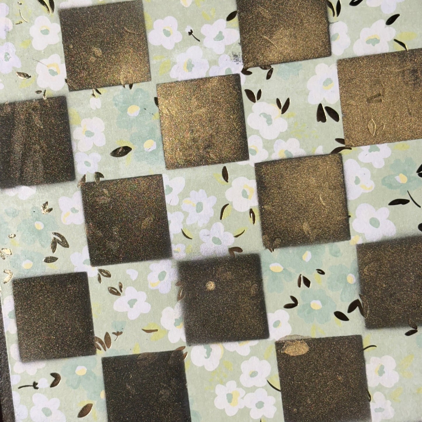 Mint Green Flower - Scrapbook Chess Board