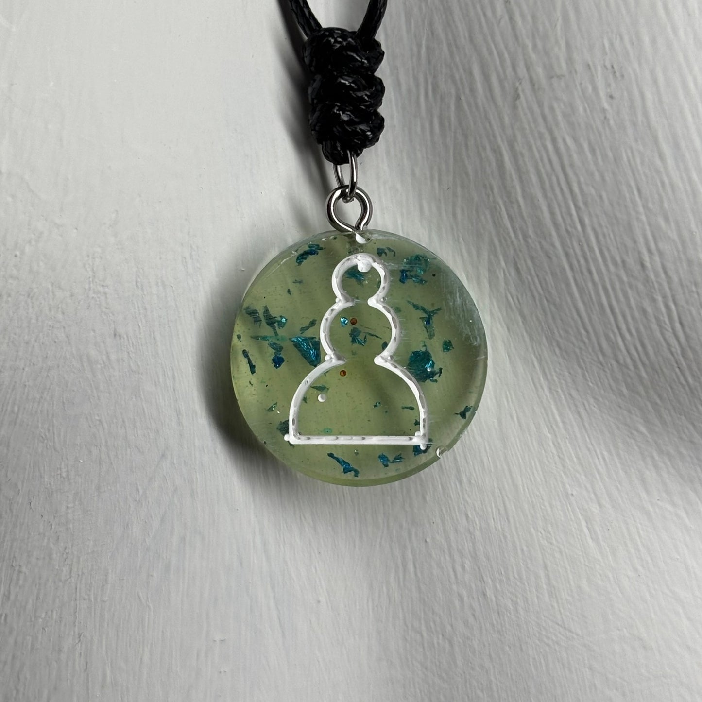 Crystal Green Pawn - Handmade Resin Chess Necklace