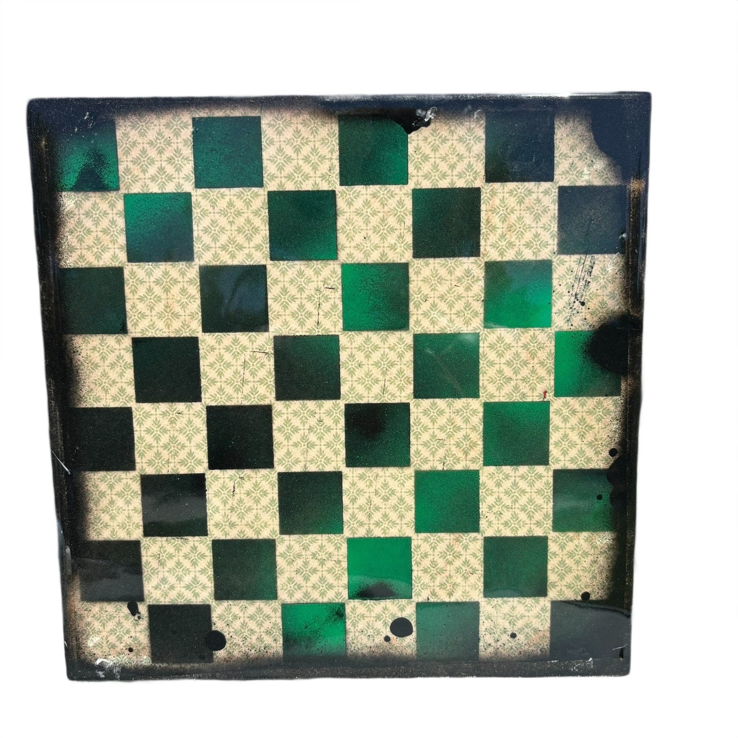 Green Vintage - Resin Coated Chess Board
