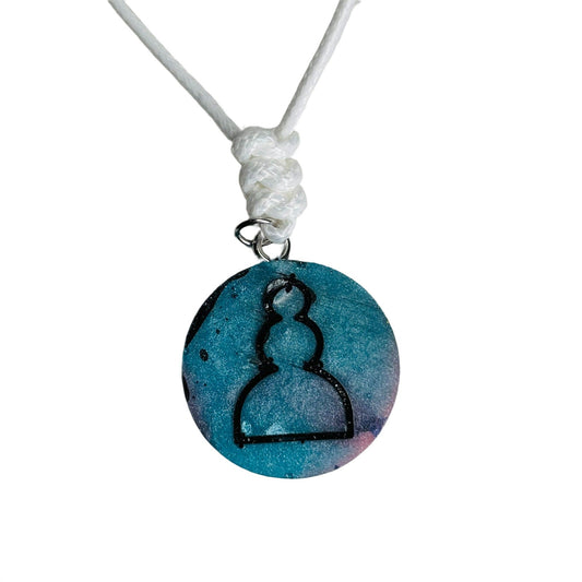 🎁 Blue Painted Pawn - Handmade Resin Chess Necklace (100% off)