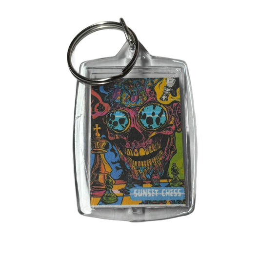 Crazy Acid Man - Sunset Chess Photo Keychain
