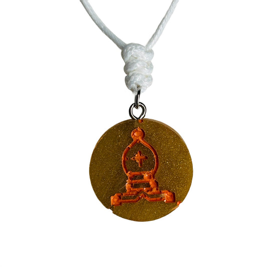 Rustic Orange Bishop - Handmade Resin Chess Necklace