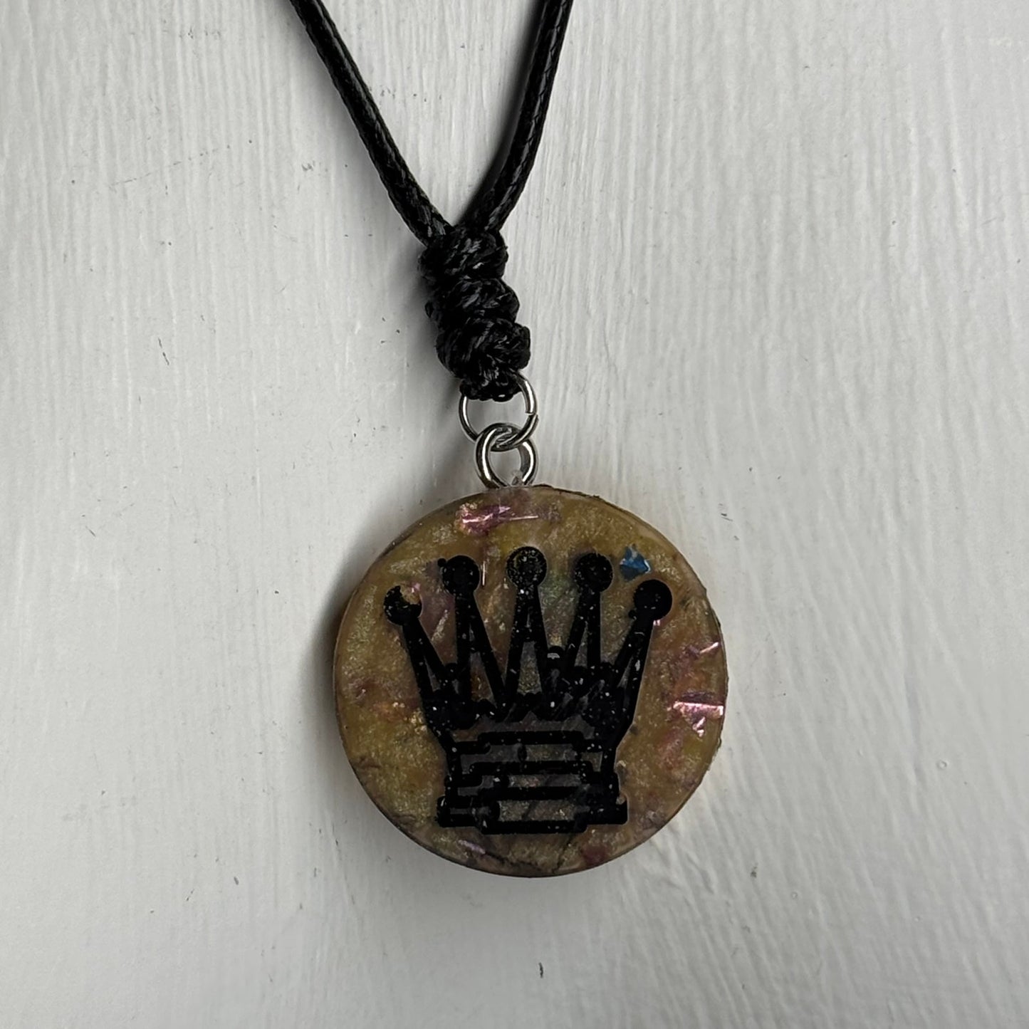 Dark Yellow Queen - Handmade Resin Chess Necklace