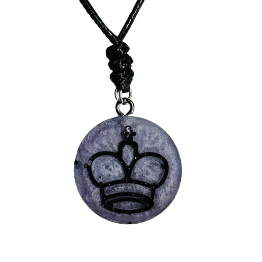 Purple Night King - Handmade Resin Chess Necklace