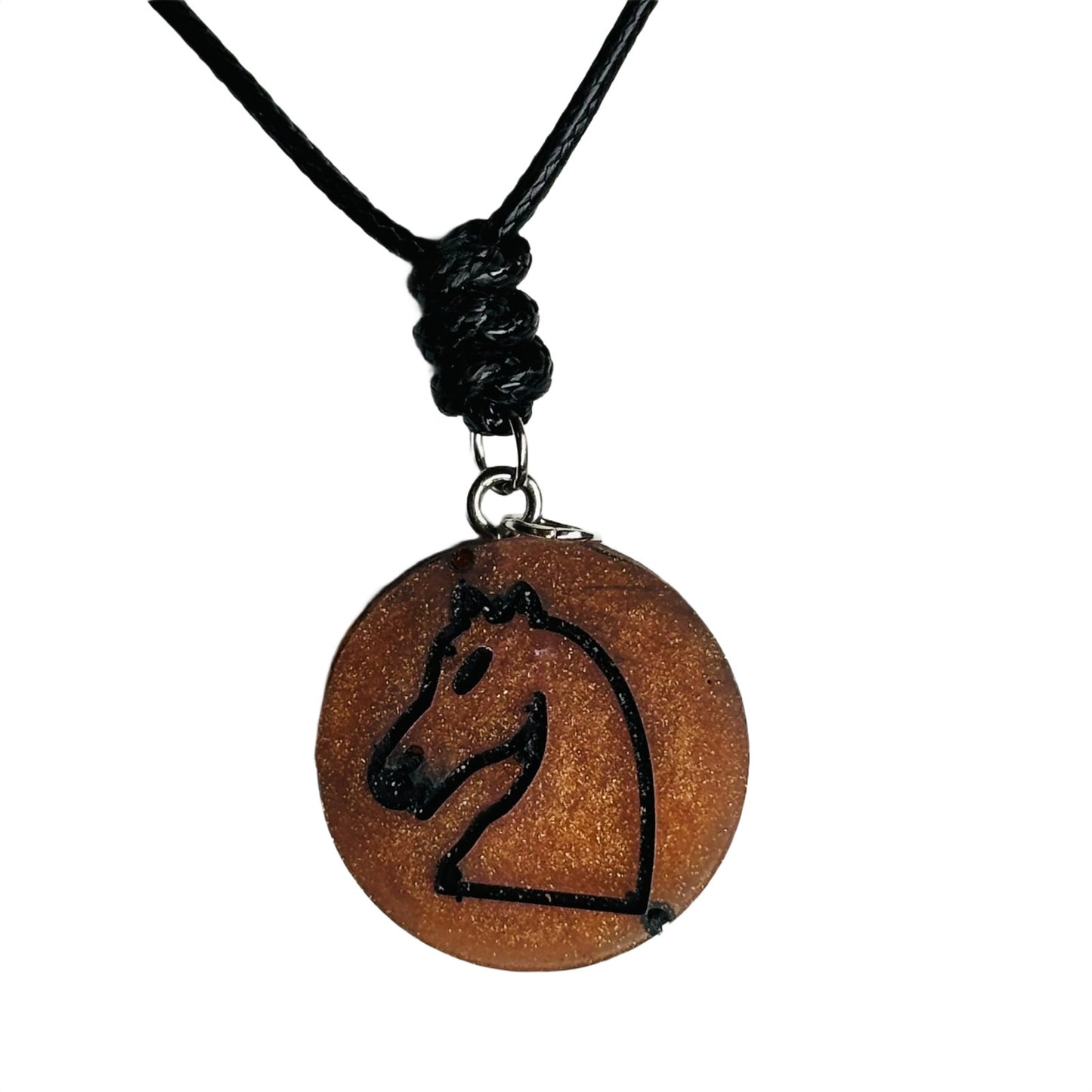 Dark Orange Knight - Handmade Resin Chess Necklace