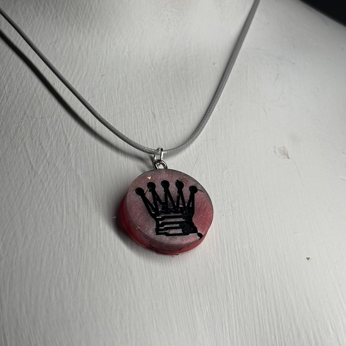 Hot Red Queen - Handmade Resin Chess Necklace