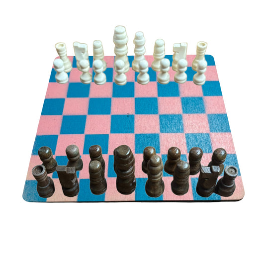 Light Pink Blue - Mini Chess Set