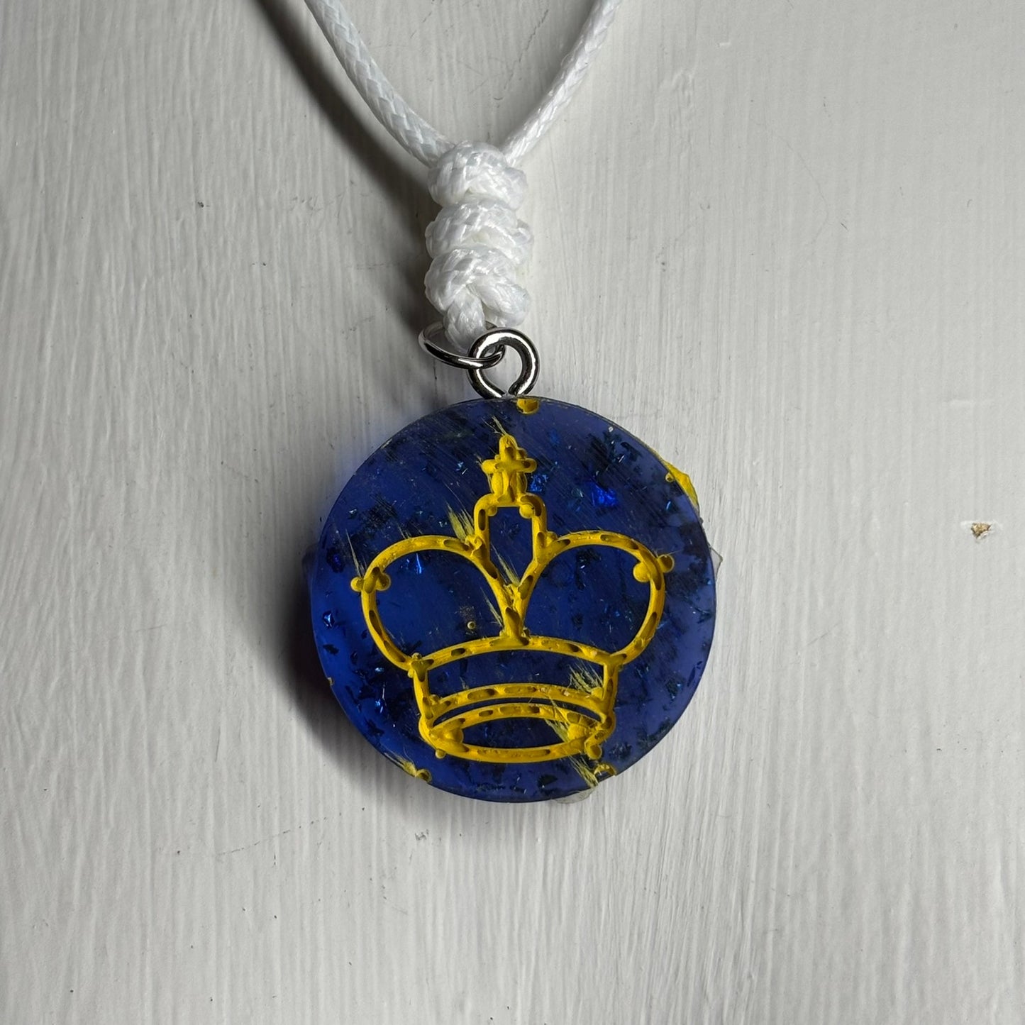 Royal Blue King - Handmade Resin Chess Necklace