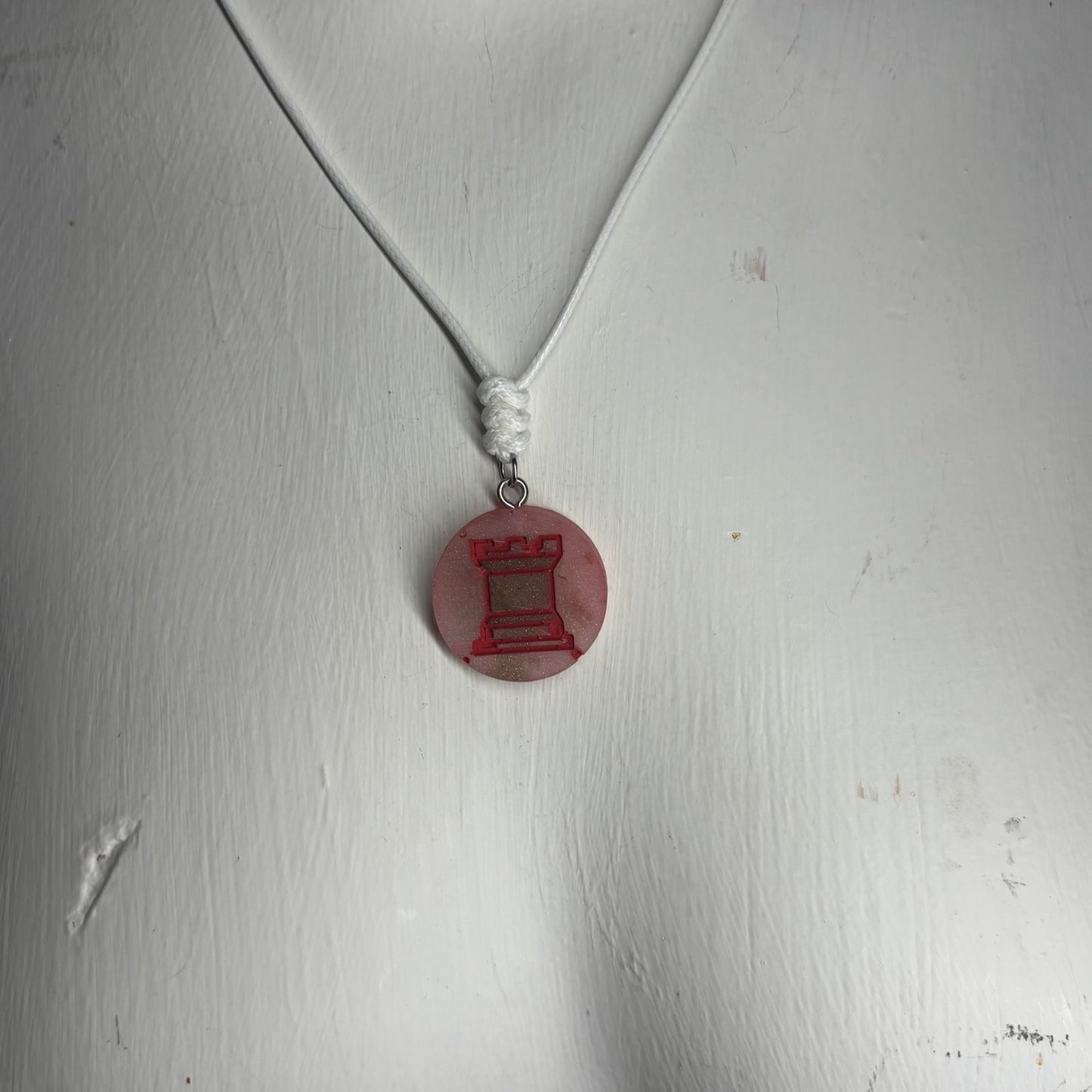 Space Red Rook - Handmade Resin Chess Necklace