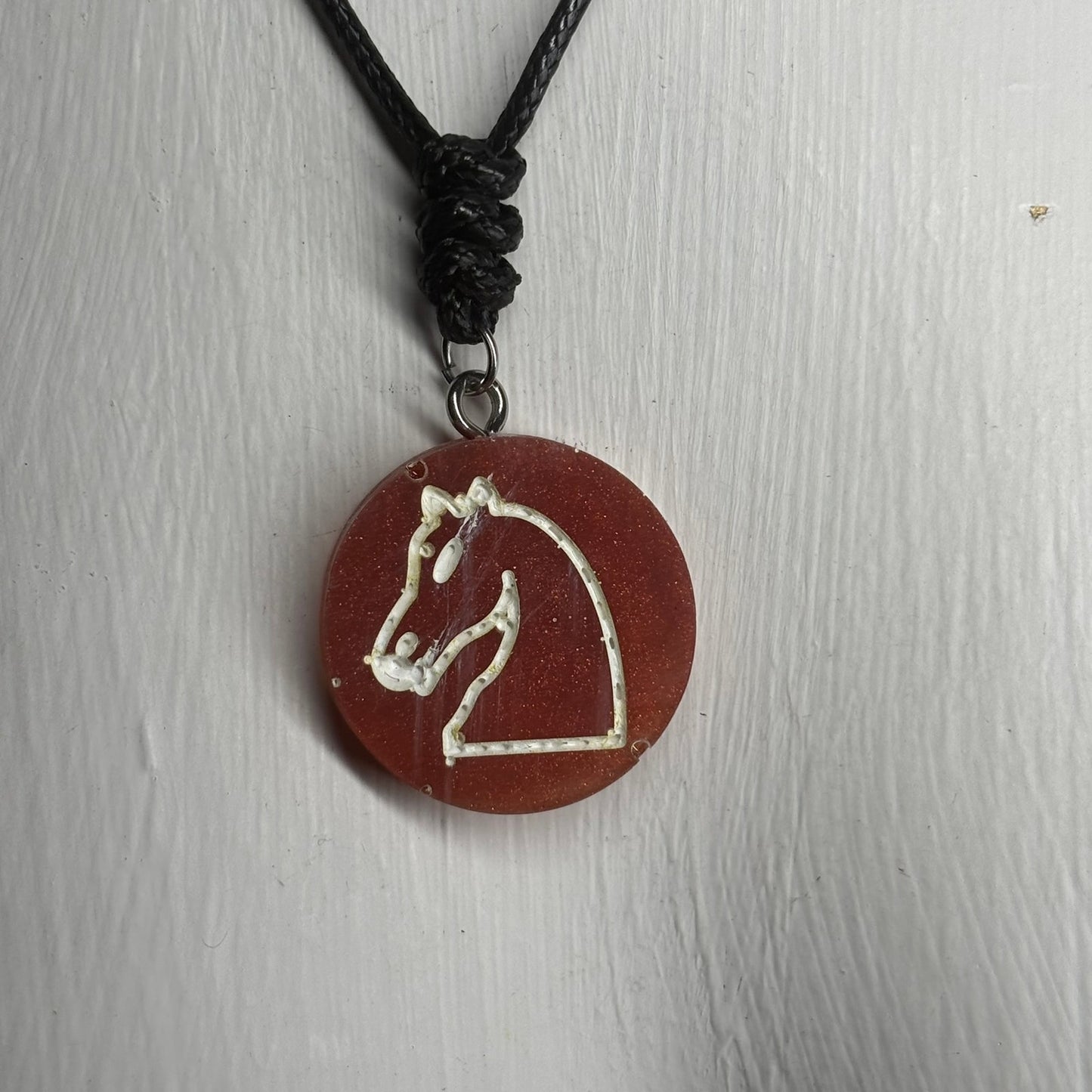 Dark Orange - Handmade Resin Chess Necklace