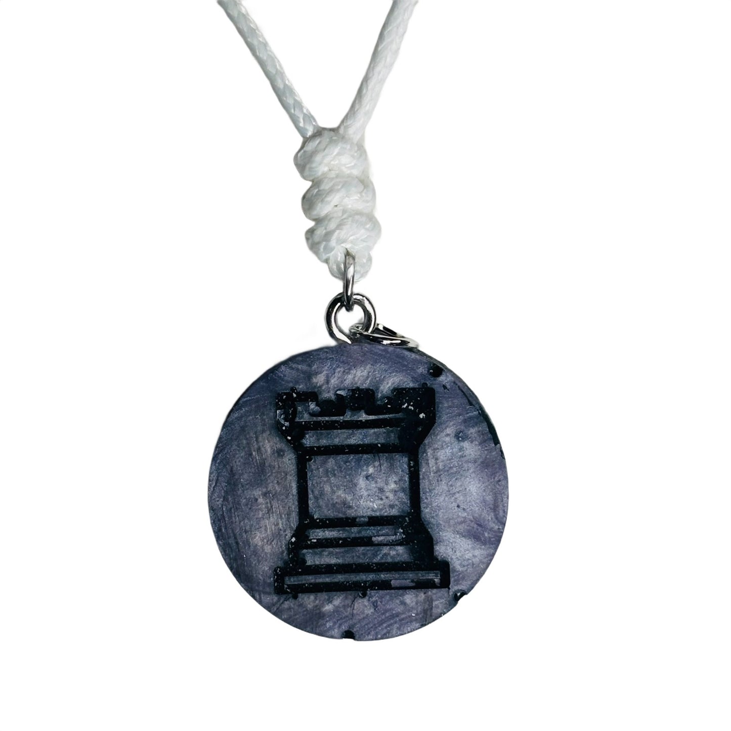 Dark Purple Rook - Handmade Resin Chess Necklace