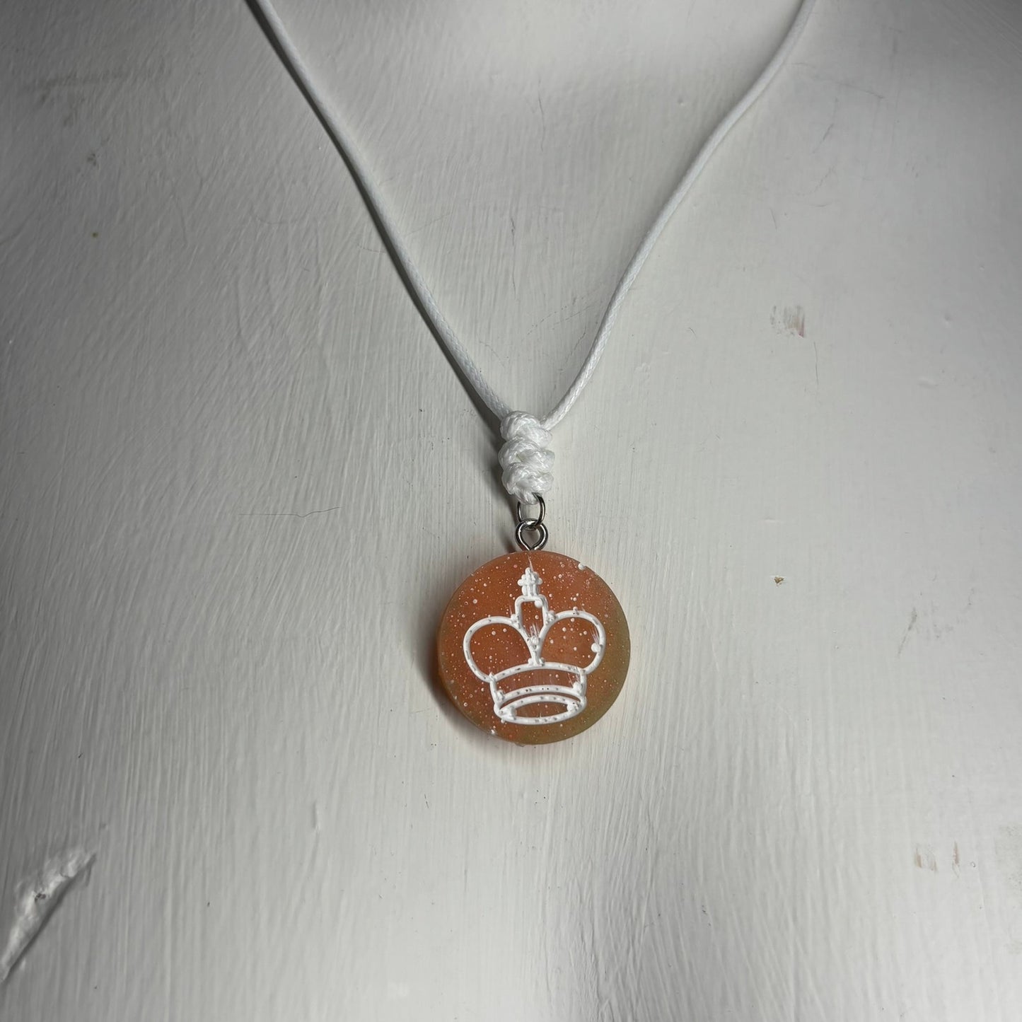 Spotted Orange King - Handmade Resin Chess Necklace