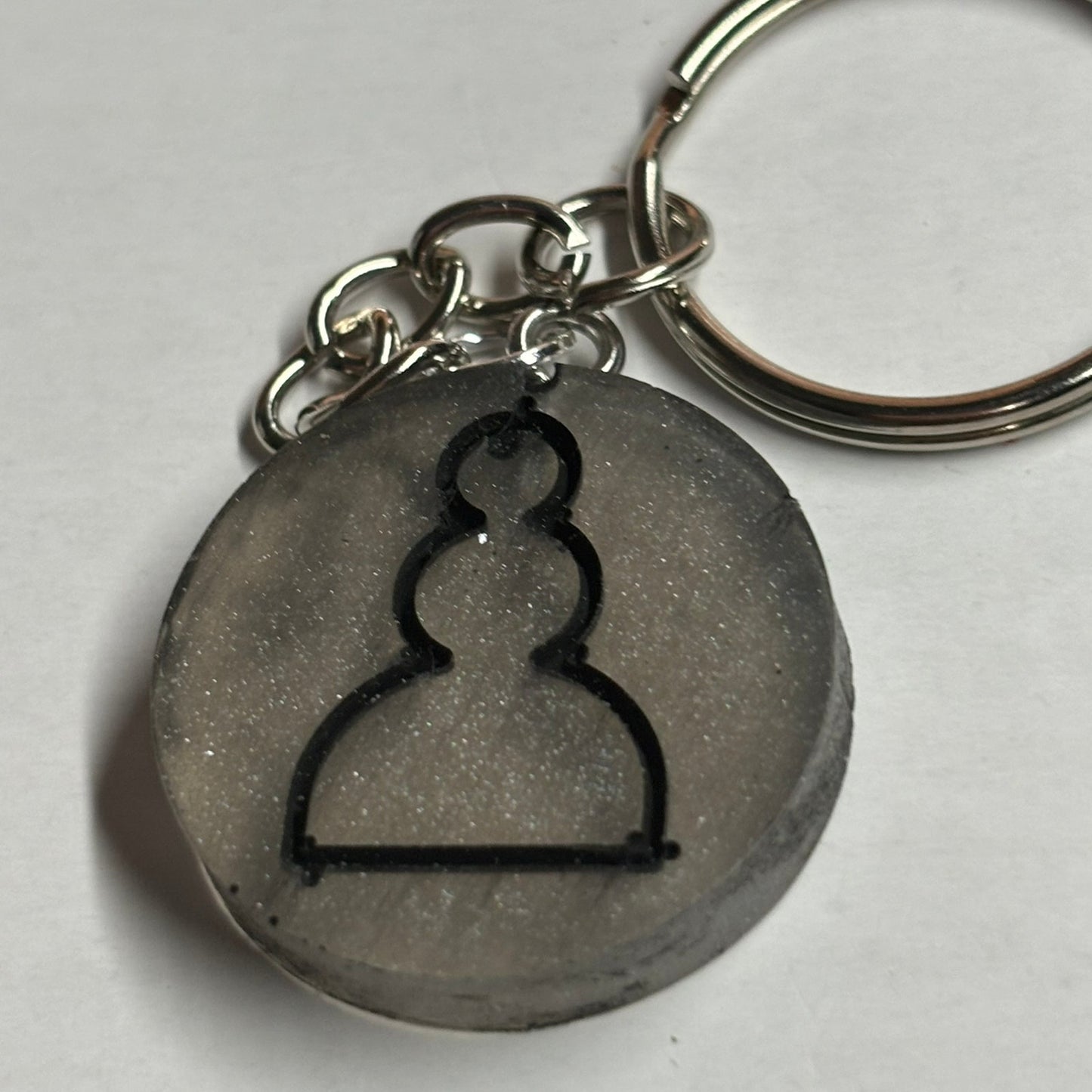 Silver Black Pawn - Handmade Resin Keychain