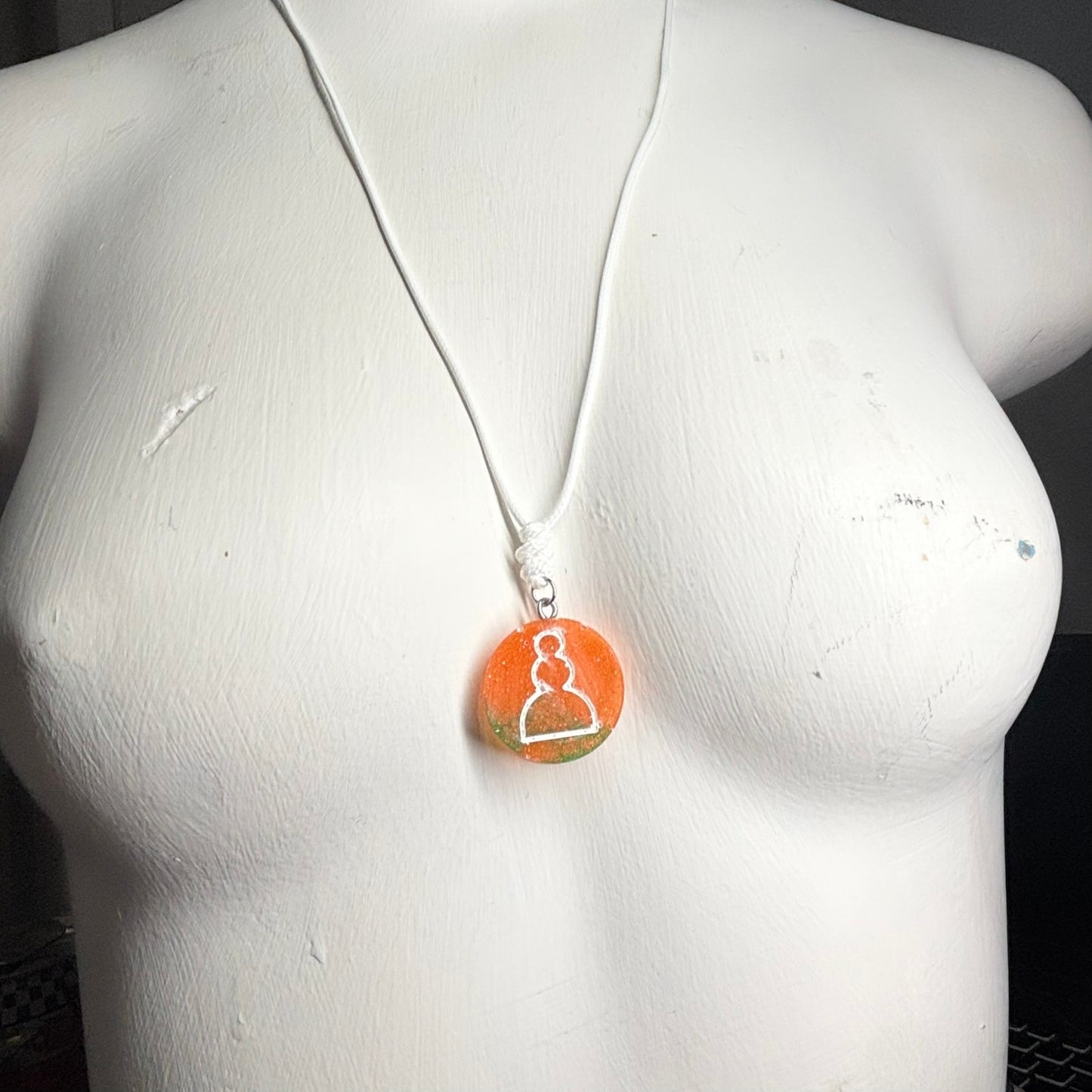 Orange Pawn - Handmade Resin Chess Necklace