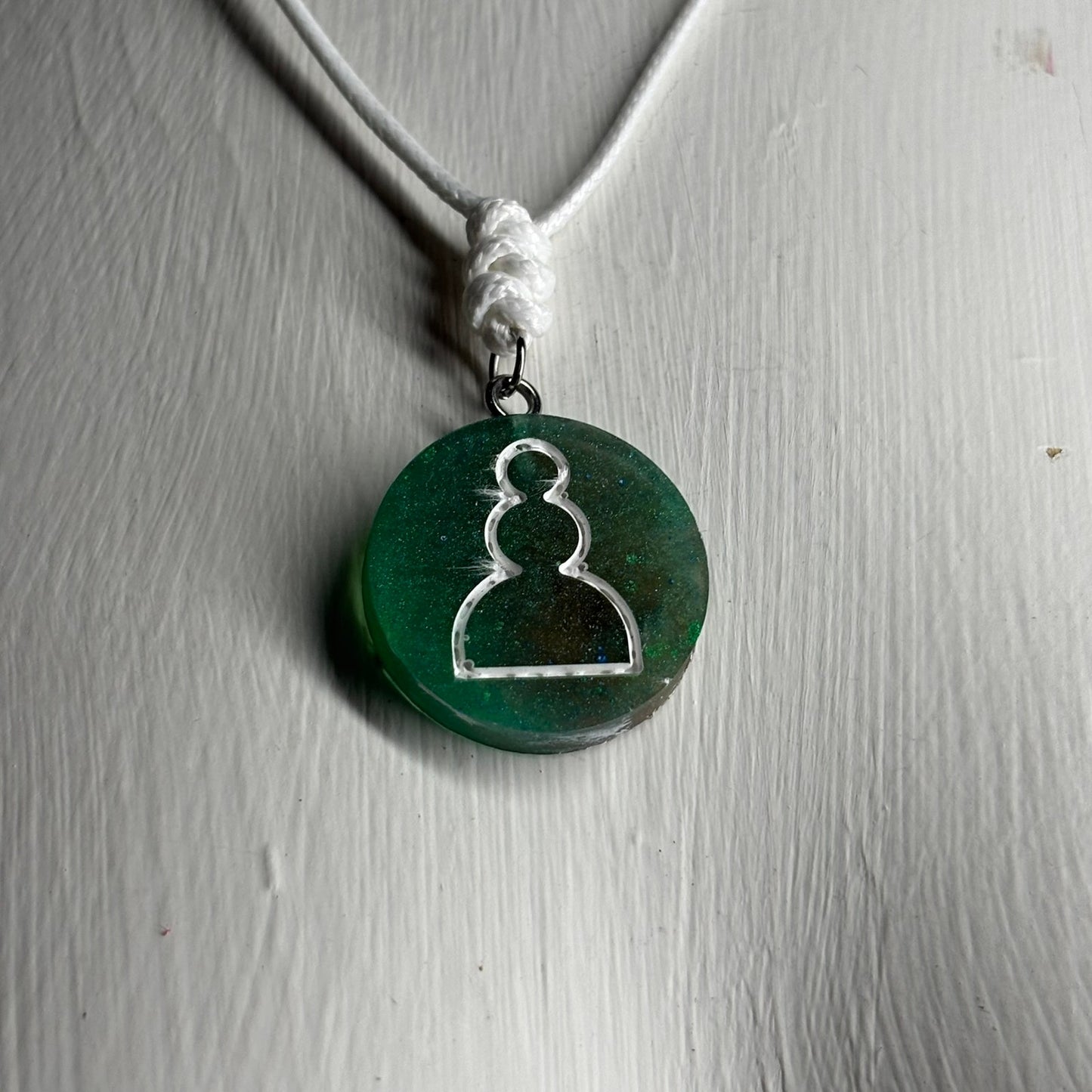 Forest Green Pawn - Handmade Resin Chess Necklace